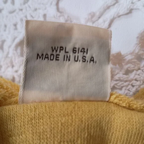 Vtg 70s Doll Rags Sleeveless Dress Yellow Terry Cloth Knee Length Medium Women - Picture 7 of 9